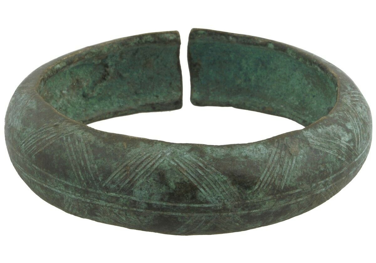 Antique Brass Bracelet Currency African Ghana / Fulani West Africa - close-up