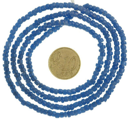 Old Venetian Drawn Seed Beads – Tiny 3 mm Blue Strand, Excellent Condition