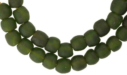Translucent Bottle Glass Beads - Recycled African Trade Beads - close-up