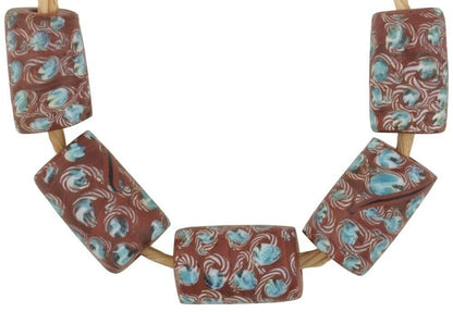 Antique Venetian Glass Beads Old African Trade Wound Lampwork Brick Fancy Rare