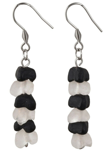 African Glass Trade Beads Handmade Bracelet Earrings Memory Wire Stainless Steel - zoomed-in detail