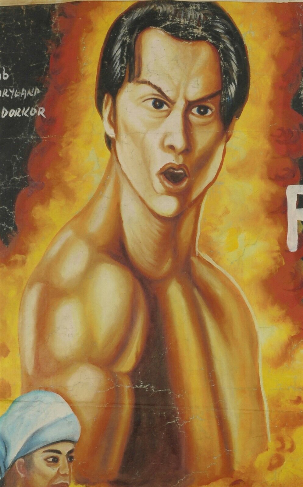 Fist Of Fury Movie Poster - Authentic Hand-Painted Art From Ghana - close-up