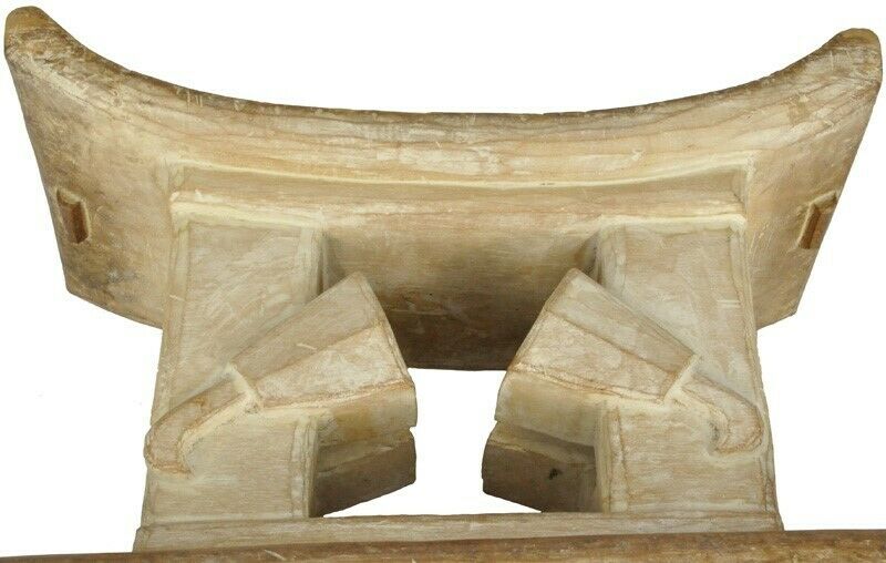 Old Ashanti Wooden Stool Ghana Akan African Ethnic Art Handmade Hand Carved - cropped detail
