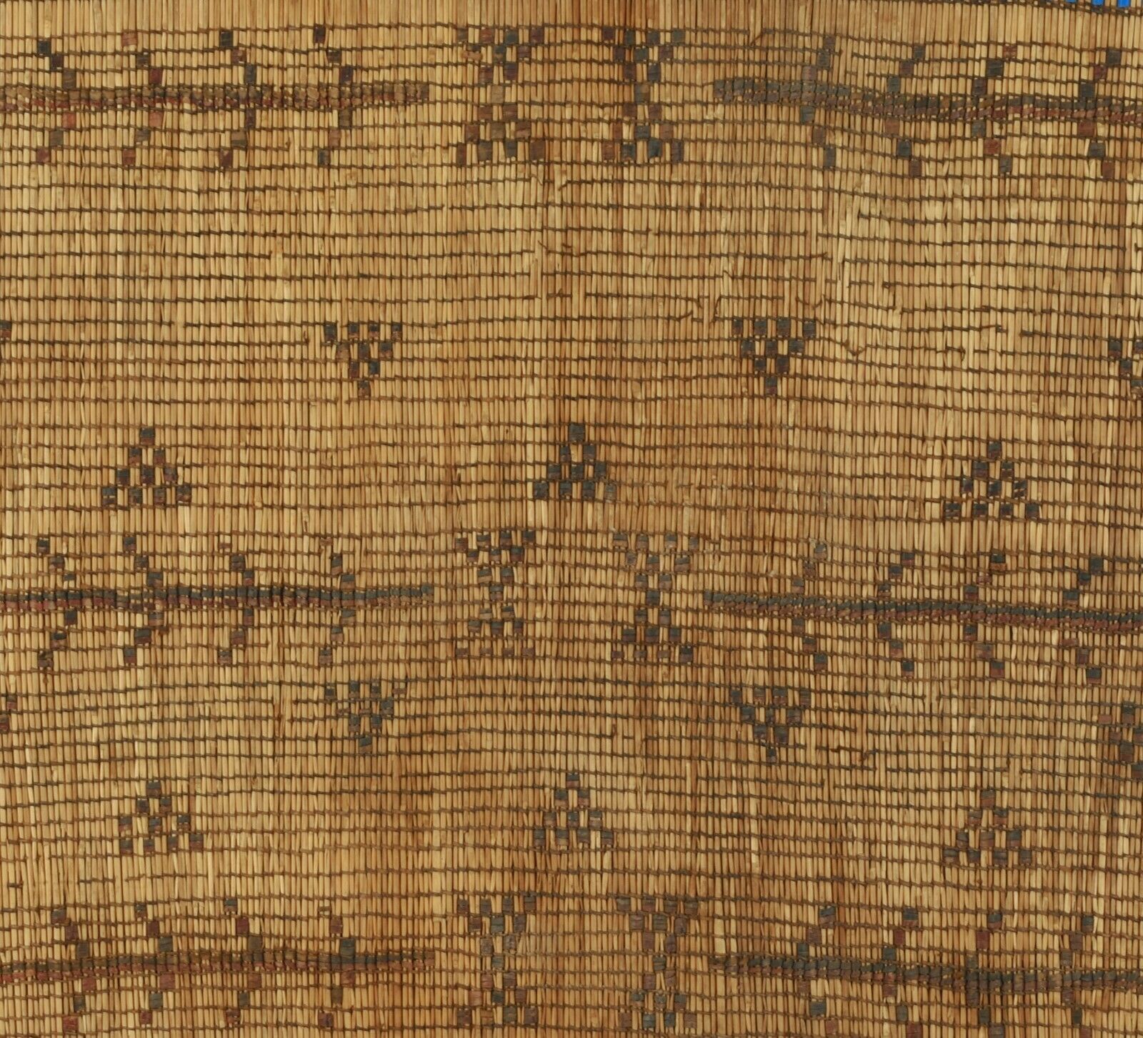 Old African Tuareg Art Woven Straw Leather Carpet Mat Niger Mali Sahara Desert - detailed product shot
