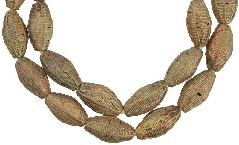 Large Handcrafted African Brass Beads From Ghana - 22" Strand - alternate view