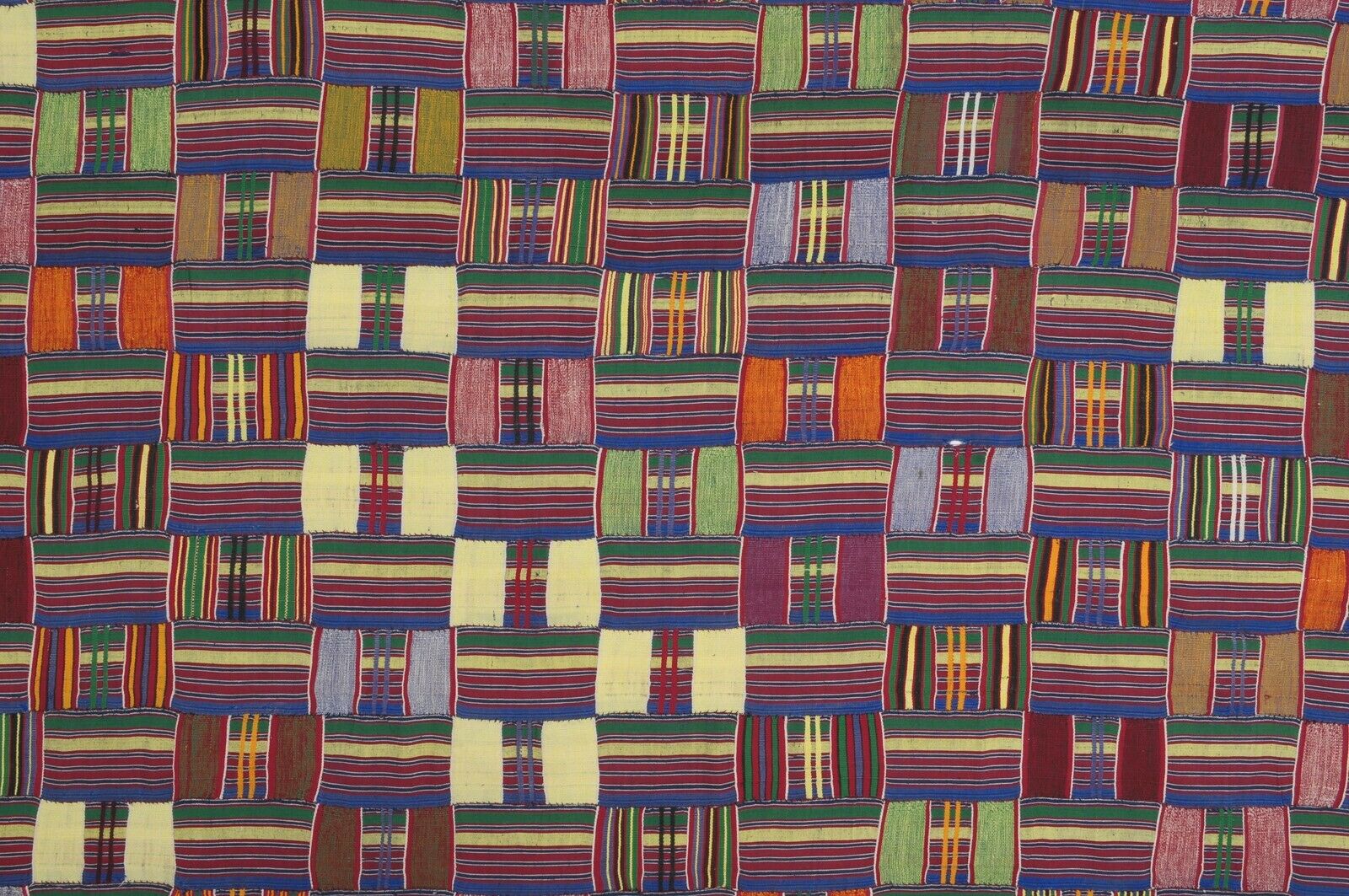 Nice Old Rare African Kente Ewe Ghana Hand Woven Cloth Textile Home Decoration - cropped detail