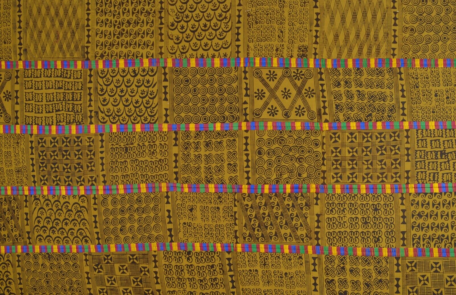 Hand Stamped Adinkra Cloth – 1970s “Man” Size, Authentic Ashanti Heritage