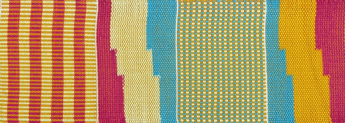 Handwoven Kente Scarf - Authentic Ghanaian Kente Stole - zoomed-in detail