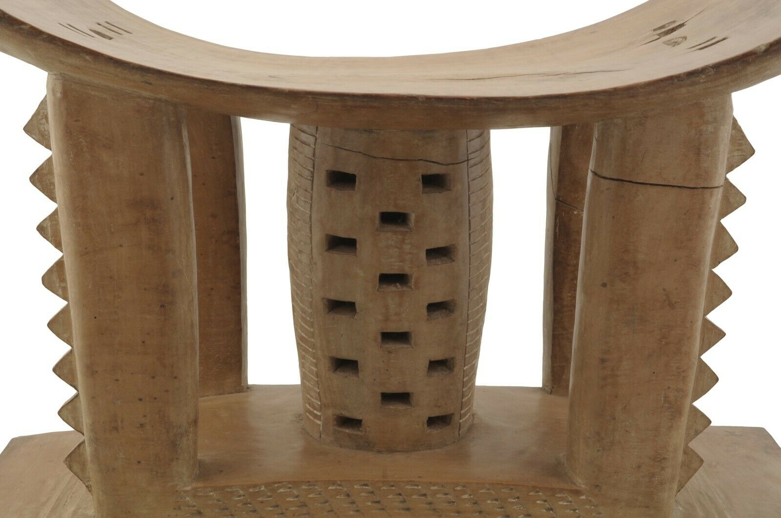Old Ghana Ashanti Asante African Akan Wooden Chief Ceremonial Stool Hand Carved - alternate view