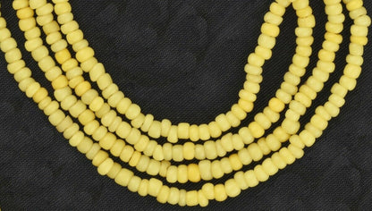 Old Venetian Tiny Yellow Seed Bead Strand • 3 mm Trade Beads Necklace
