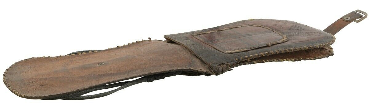 Old Leather Tuareg Purse Wallet African Sahara Niger Nigeria Mali Handmade Art - cropped detail