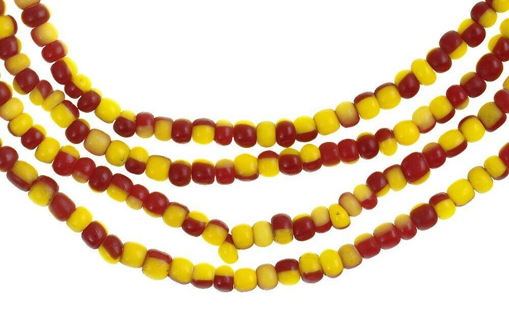 Old Tiny 2 mm Venetian Drawn Seed Glass Trade Beads Strand – Excellent Condition