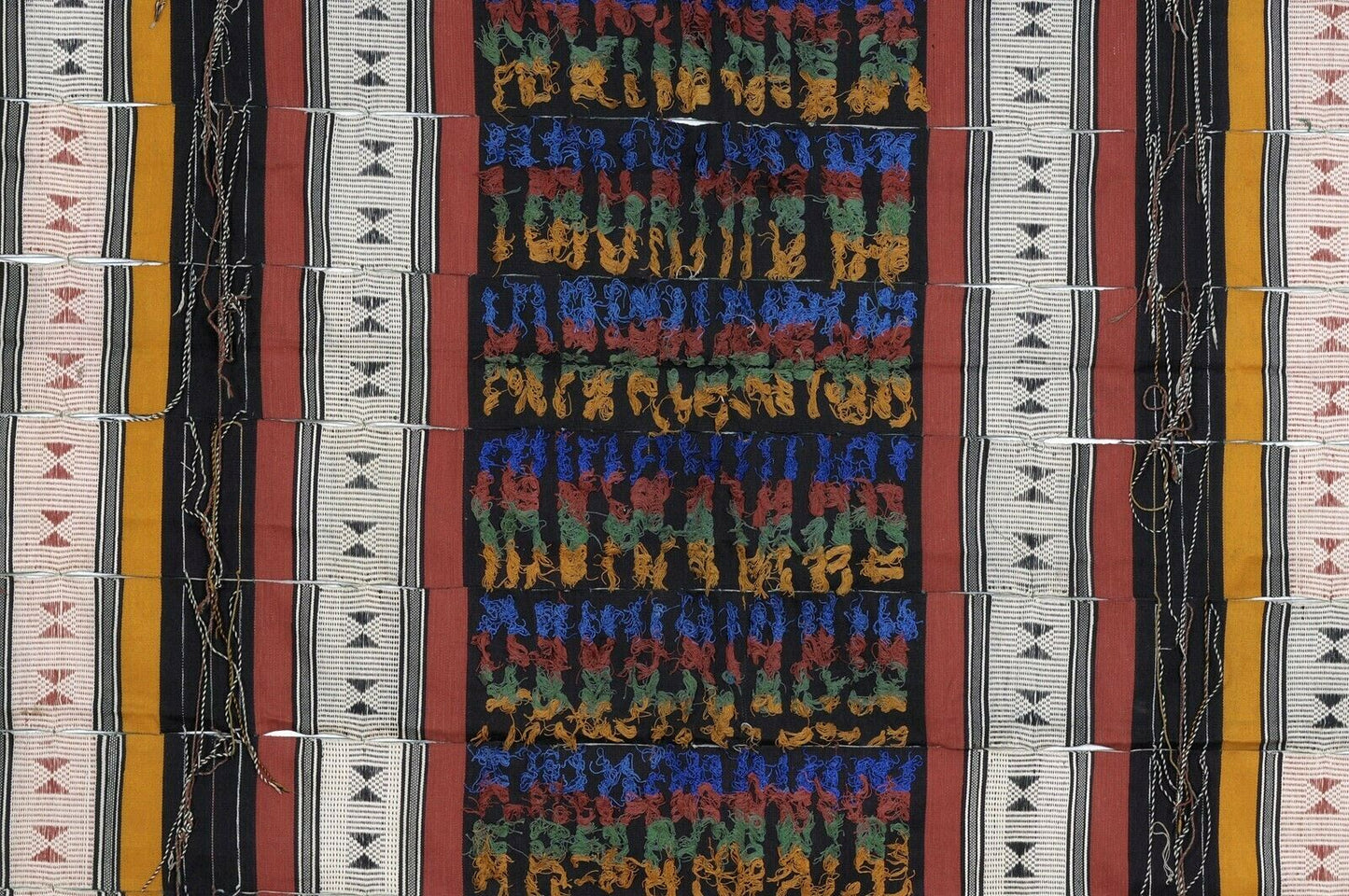 Old African Djerma Niger Handwoven Cloth Textile Sahara Desert Wedding Blanket - close-up