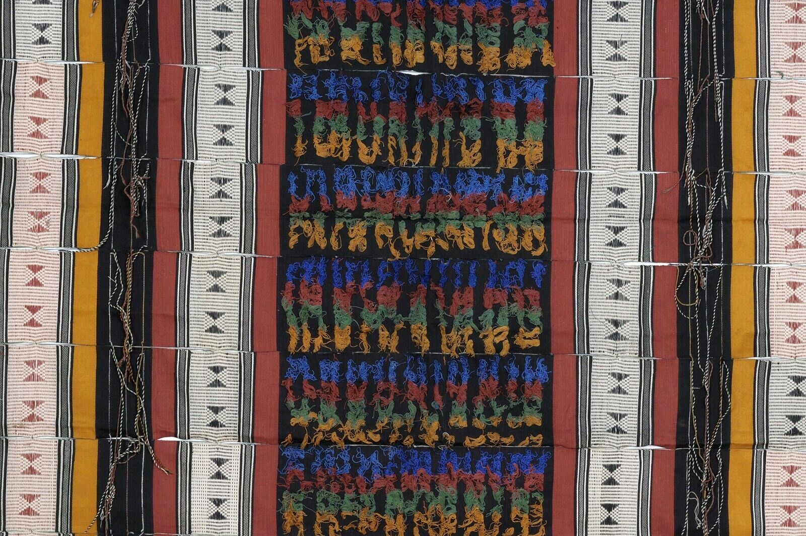 Old African Djerma Niger Handwoven Cloth Textile Sahara Desert Wedding Blanket - close-up