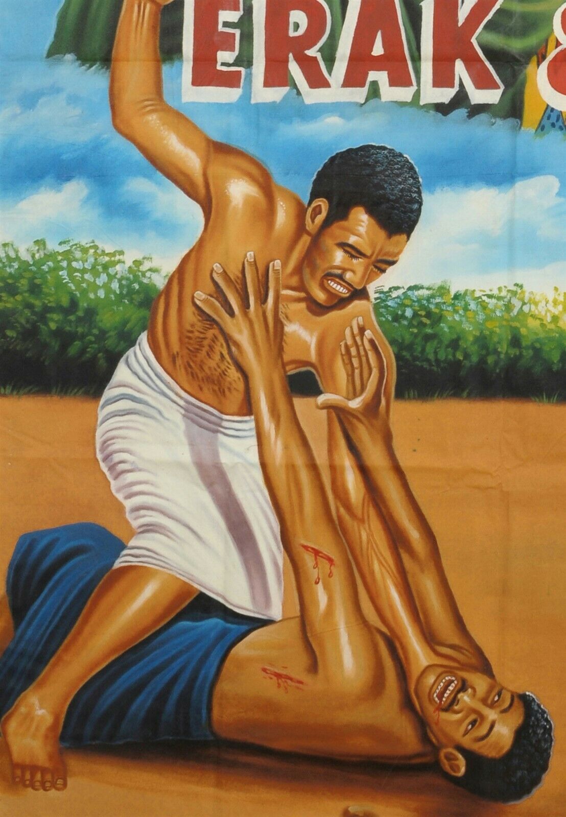 Erak & Eran Movie Poster - Authentic Hand-Painted Ghanaian Art - close-up