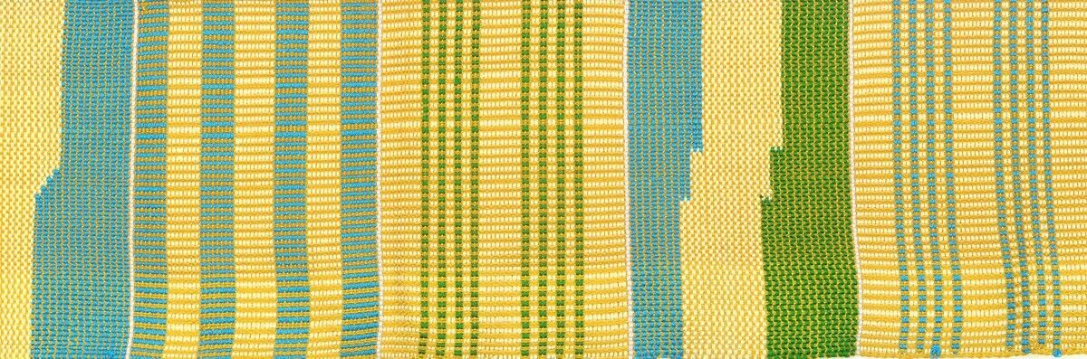 Handwoven Kente Stole - Authentic Ghanaian Double-Woven Scarf - zoomed-in detail