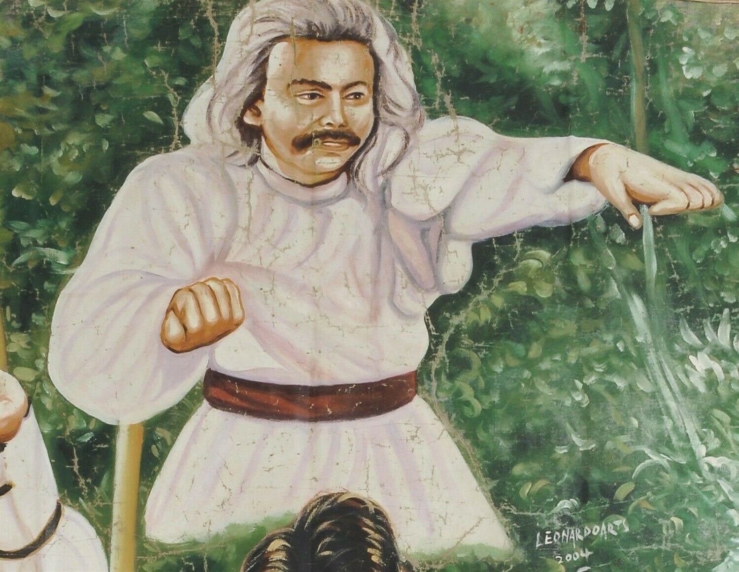 Fists Kicks Evils Movie Poster - Authentic Hand-Painted Art From Ghana - close-up