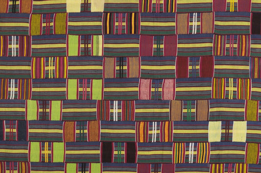 Nice Old Rare African Kente Ewe Ghana Hand Woven Cloth Textile Home Decoration - alternate view