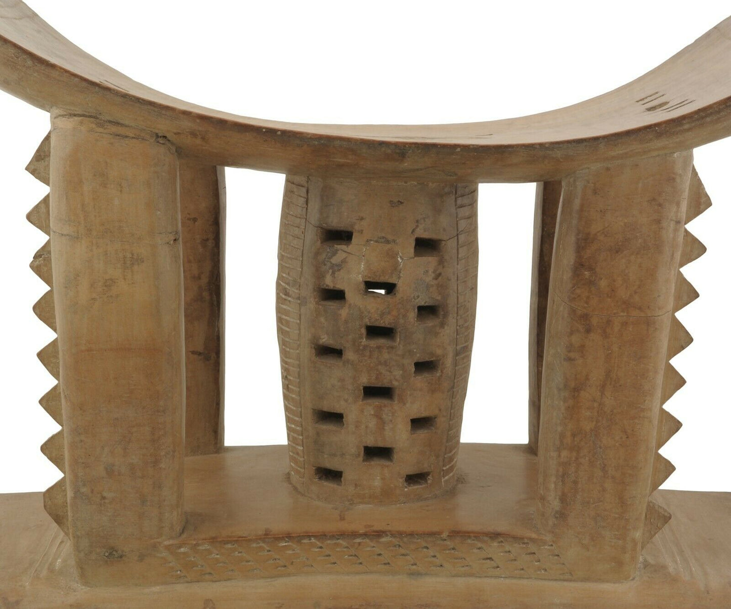 Old Ghana Ashanti Asante African Akan Wooden Chief Ceremonial Stool Hand Carved - product focus