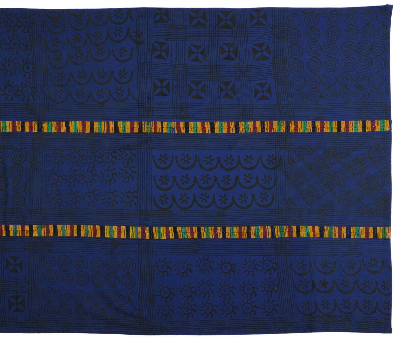 Hand Stamped Adinkra Cloth Woman Size 64"×42" – Authentic 1980s