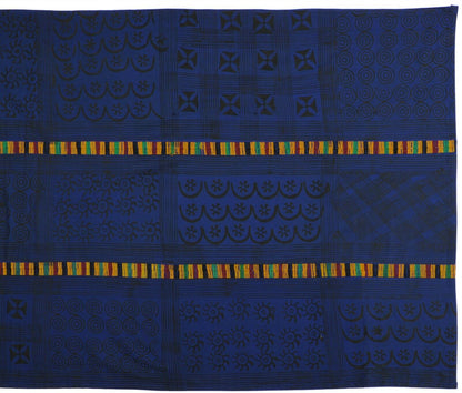 Hand Stamped Adinkra Cloth Woman Size 64"×42" – Authentic 1980s