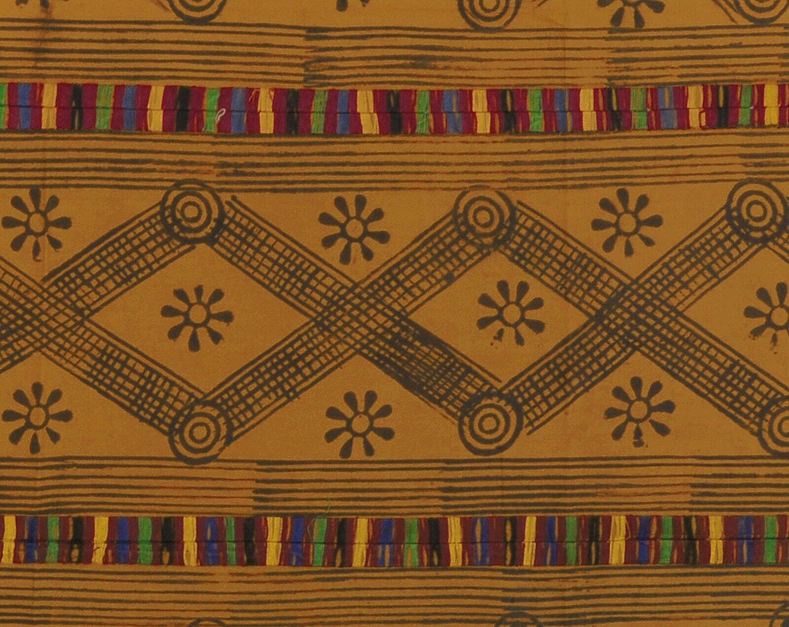Adinkra Symbols Ashanti Cloth African Art Ghana Fabric Hand Stamped West Africa - alternate view