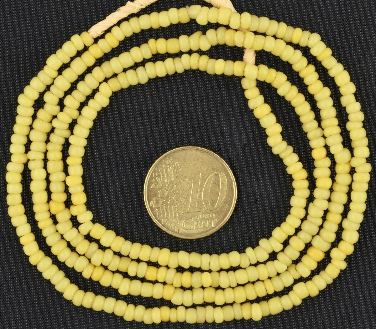 Old Venetian Tiny Yellow Seed Bead Strand • 3 mm Trade Beads Necklace