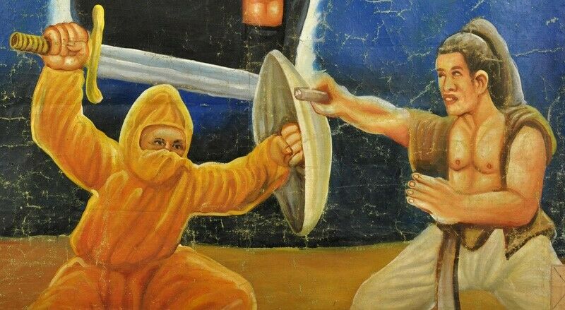 Unique Hand-Painted The Nine Demons Movie Poster From Ghana - close-up