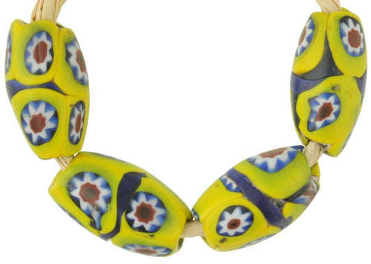 Antique Banded Oval Millefiori African Trade Beads - 17Mm - alternate view