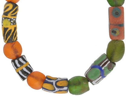 Handmade Glass Beads African Trade Stretched Bracelet Krobo - alternate view