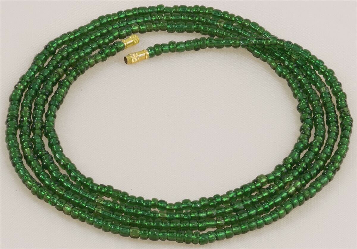 Screw Clasp Emerald Green African Waist Beads - Handmade Body Beads Jewelry
