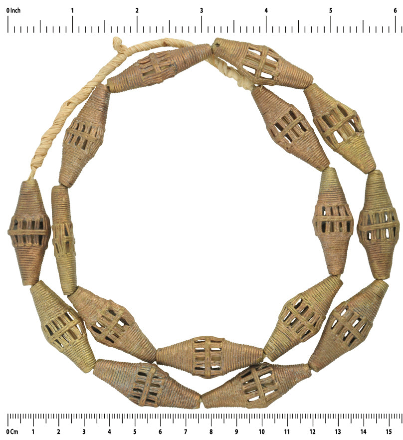 Exquisite Ghanaian Tabular Brass Beads - Handcrafted By Ashanti Artisans - close-up