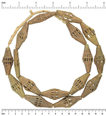 Exquisite Ghanaian Tabular Brass Beads - Handcrafted By Ashanti Artisans - close-up