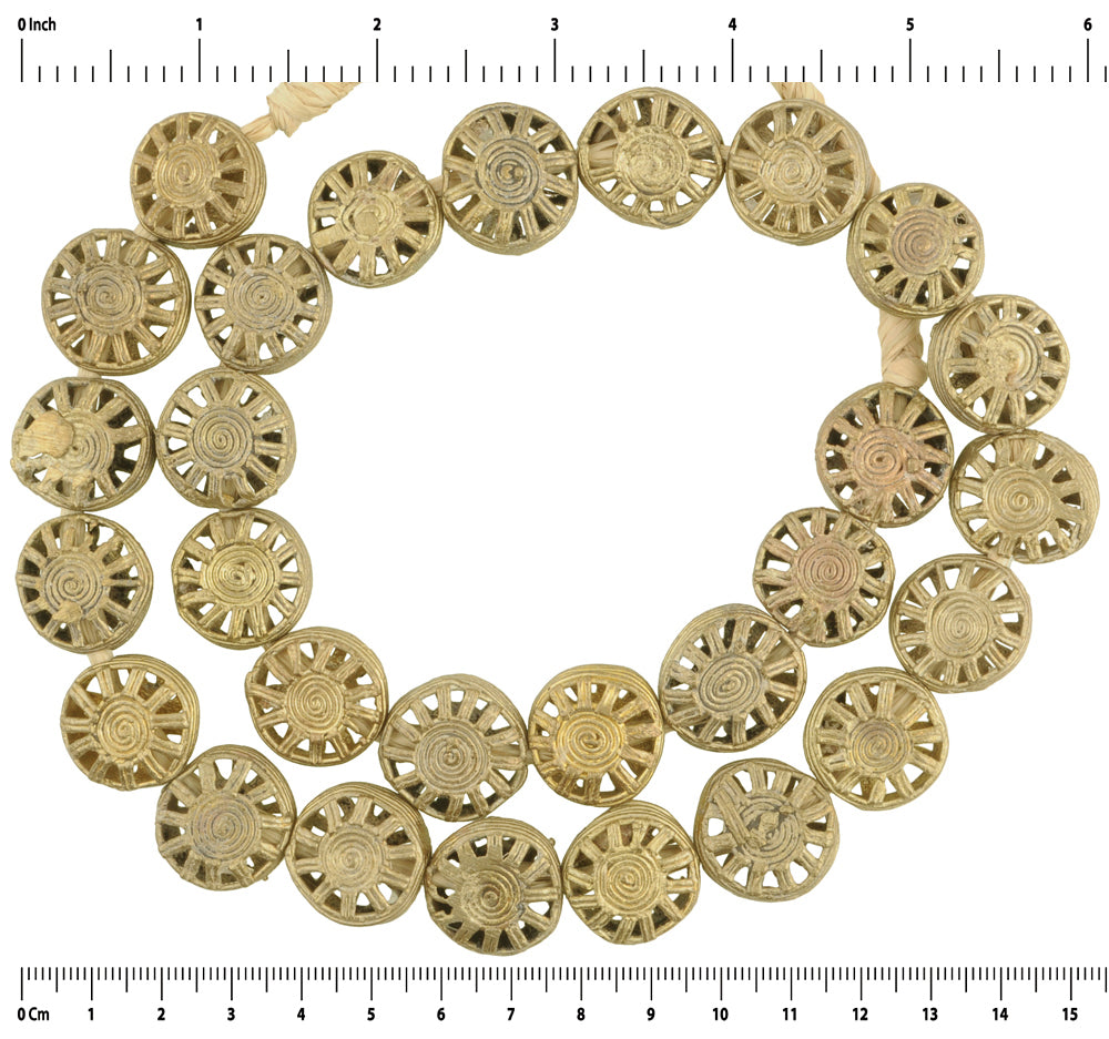 New Tabular Ashanti Brass Beads - Exquisite Handmade Craftsmanship - close-up