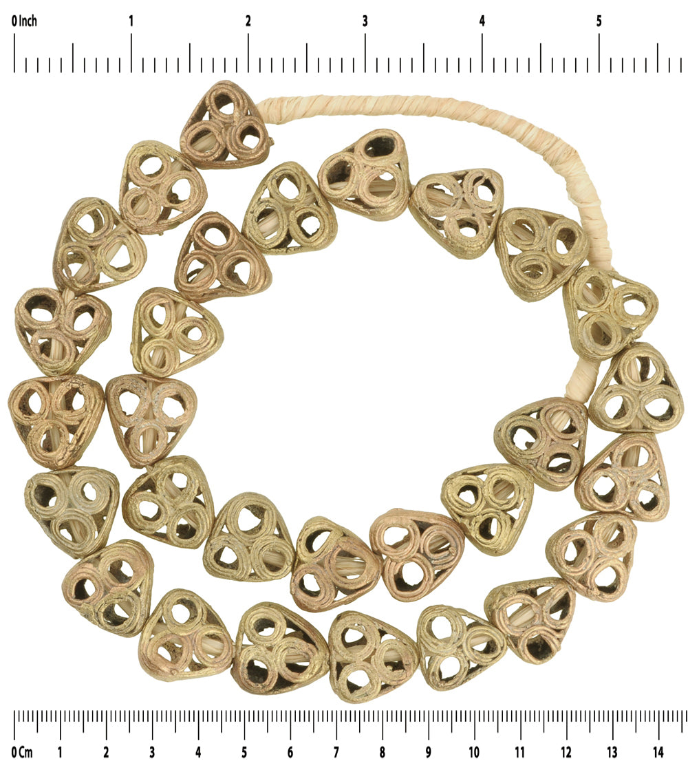 New Ashanti Tabular Brass Beads - Handcrafted Traditional Art - close-up
