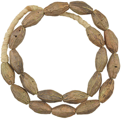 Large Handcrafted African Brass Beads From Ghana - 22" Strand