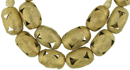 Large Handmade African Brass Beads From Ghana - Lost Wax Cast - alternate view