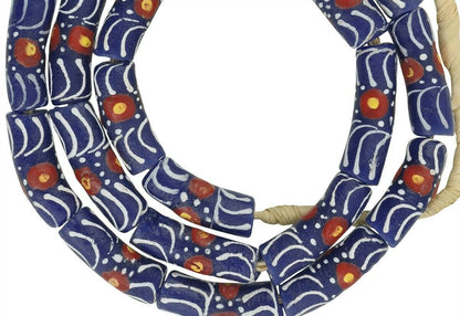 Exquisite 26" Ghana Fancy Krobo Beads - African Trade Glass - close-up