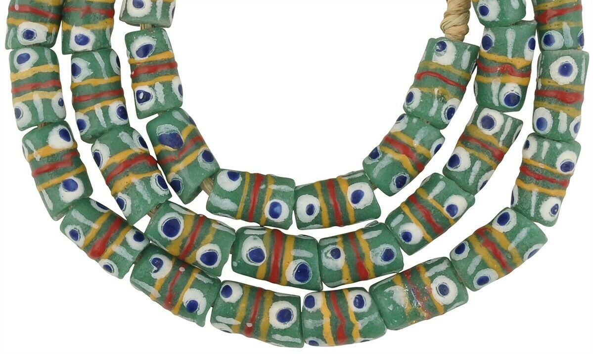 Handmade Ghanaian Fancy Powder Glass Beads - African Trade Beads - alternate view