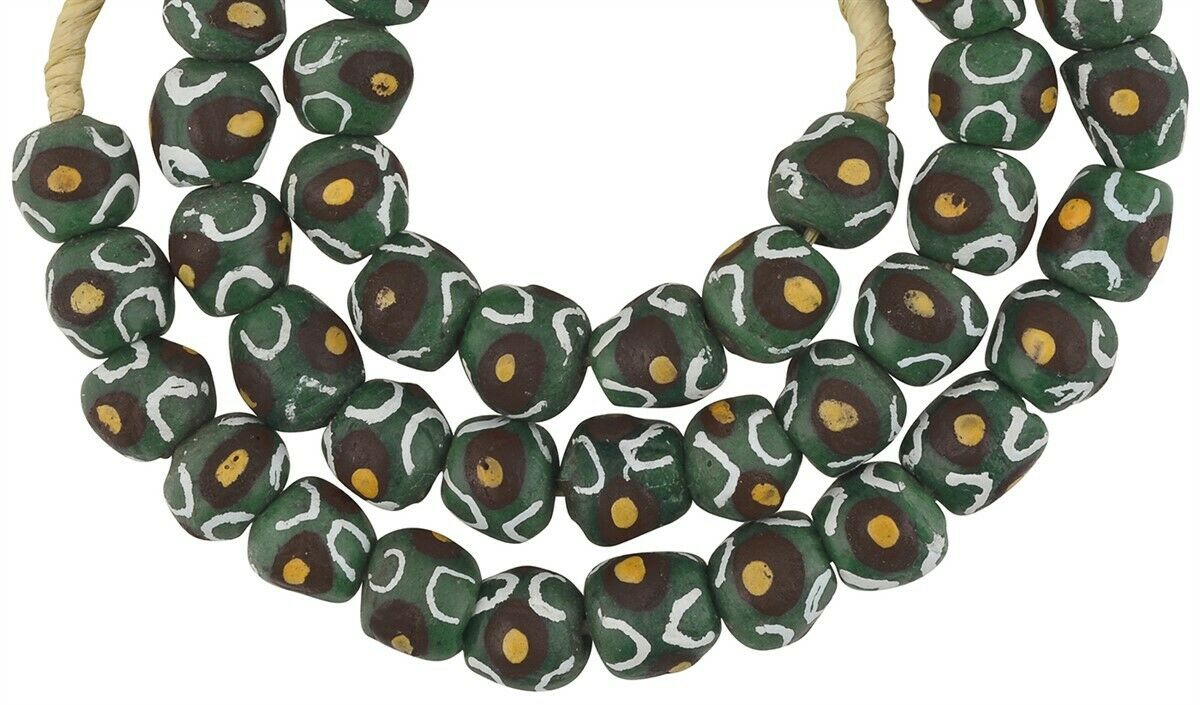 Fancy Powder Glass African Trade Beads - Ghana Glass Beads - alternate view