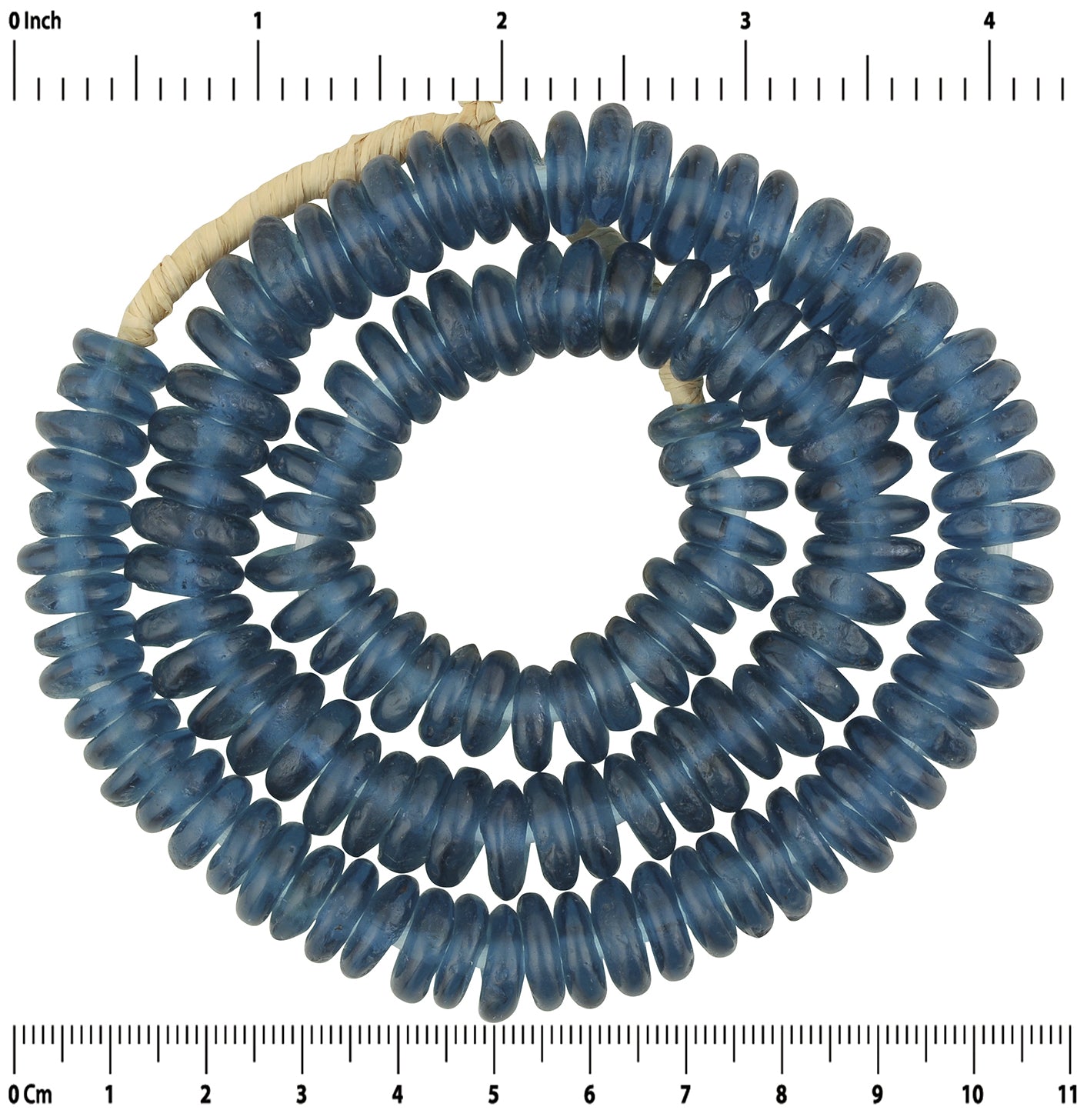 African Trade Beads - Ghana Recycled Glass Annular Beads 11Mm - zoomed-in detail