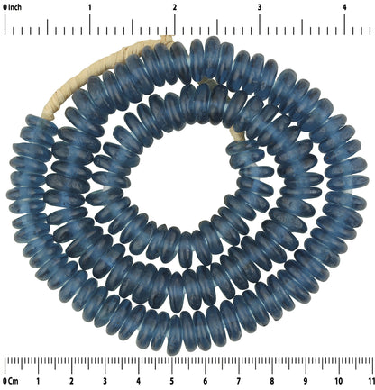 African Trade Beads - Ghana Recycled Glass Annular Beads 11Mm - zoomed-in detail