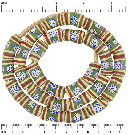 24" Fancy Powder Glass Beads - African Trade Beads From Ghana - zoomed-in detail