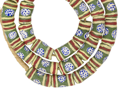 24" Fancy Powder Glass Beads - African Trade Beads From Ghana - close-up