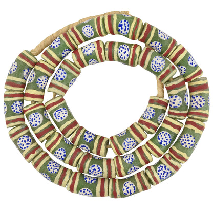 24" Fancy Powder Glass Beads - African Trade Beads From Ghana