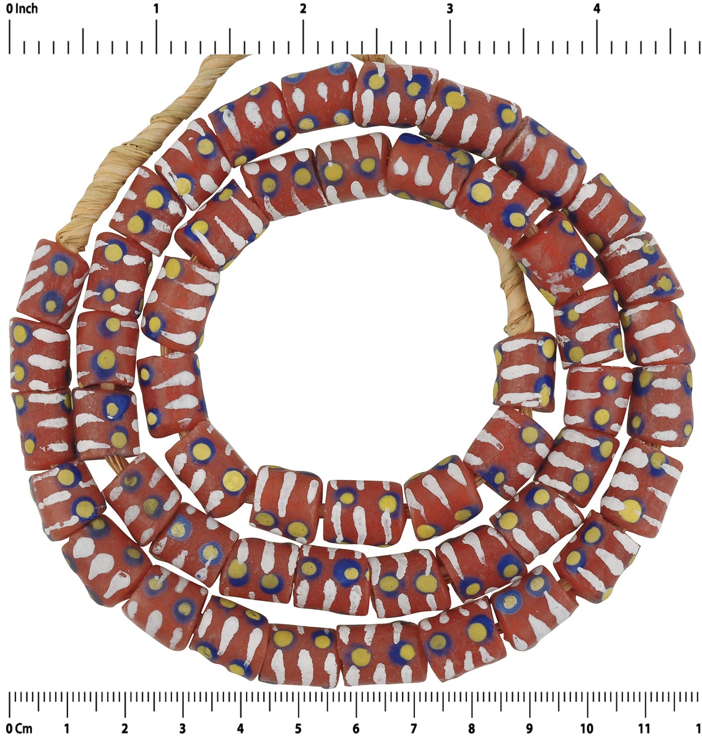Authentic Ghana Fancy Powder Glass Beads - African Trade Beads - cropped detail