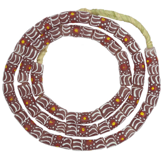 Handmade Ghana Fancy Powder Glass Beads - 27" Strand