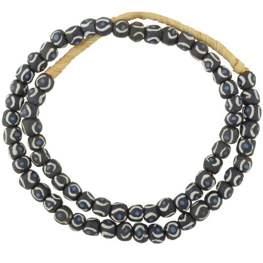 Handmade Fancy Powder Glass Beads From Ghana - 26" Strand