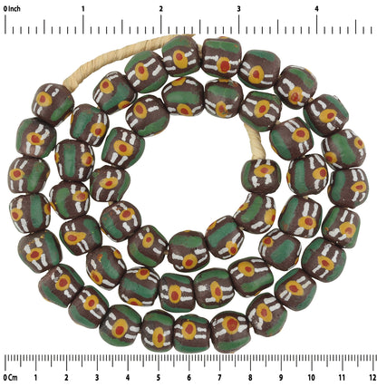 Fancy Krobo African Trade Beads - 12Mm Recycled Glass, 24" Strand - zoomed-in detail
