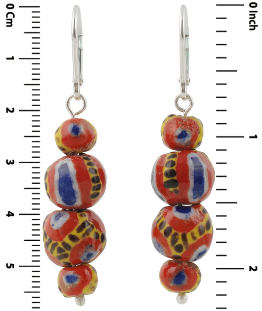 Handmade Kiffa Glass Beads Earrings 925 Sterling Silver African Ethnic Jewelry - alternate view